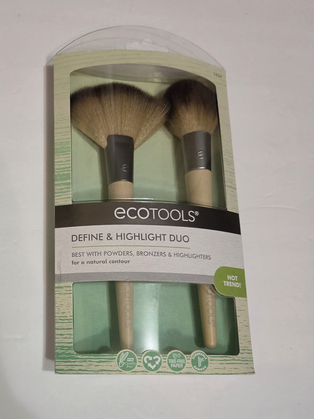ecotools Define & Highlight Duo Brushes Tan Handles with Beige Bristles New